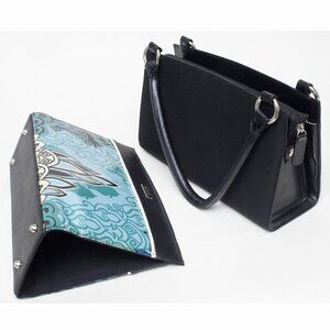 Miche Classic Base Bag Black Handbag Satchel w/Blue "Jasmine" Shell - Retired